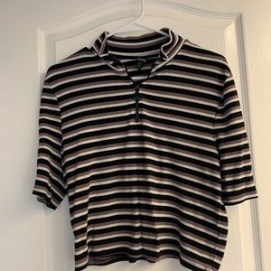 Zip up quarter striped shirt